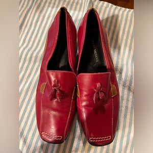 Sesto Meucci leather loafers, flats, red and tan, size 5 1/2